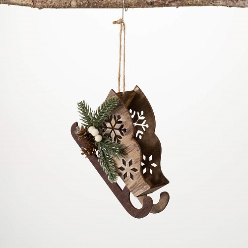 Wooden Sleigh Ornament - Themed Rentals - cute wooden sleigh ornament for sale